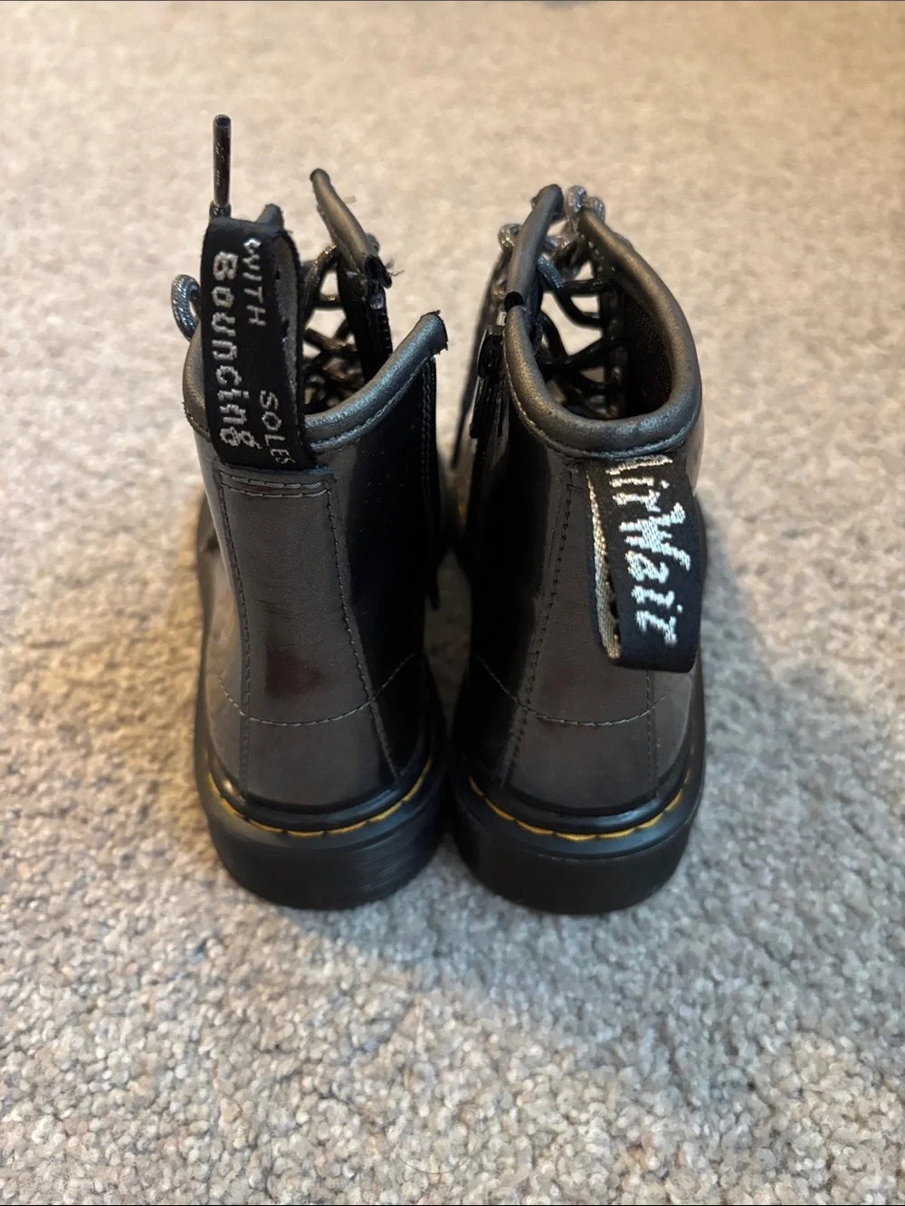 Kids Dr. Martins little kid size 13 Metallic Gray Lace-Up Combat Boots